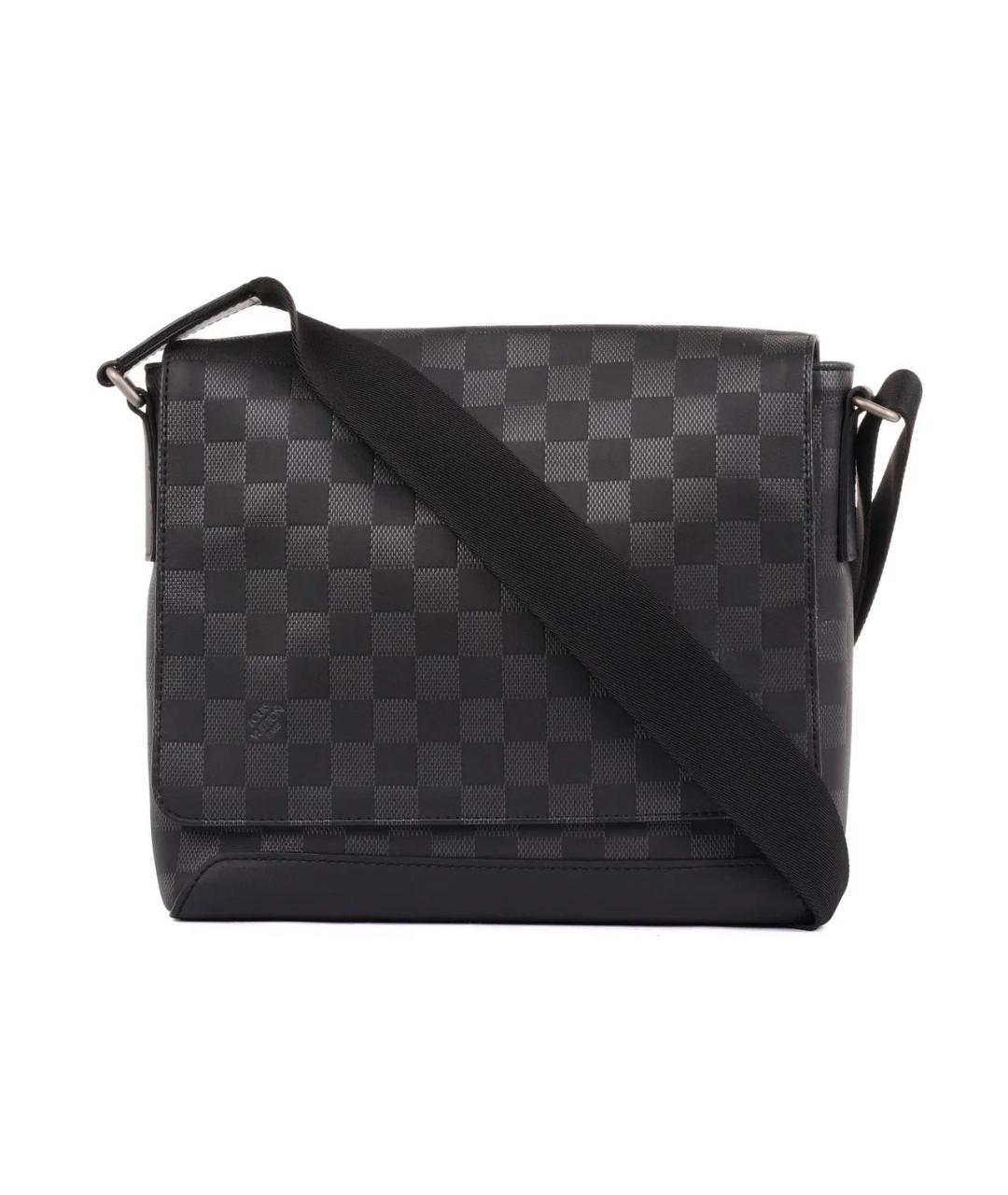 LOUIS VUITTON Черная кожаная сумка на плечо, фото 9