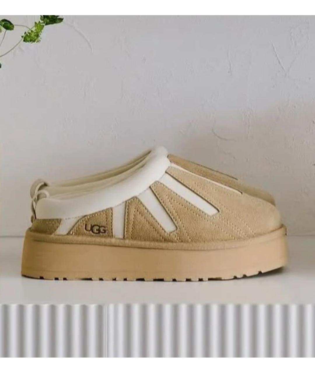 UGG AUSTRALIA Бежевые замшевые сабо, фото 3