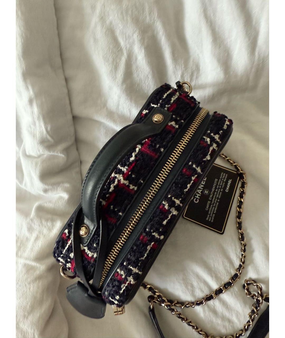 CHANEL Темно-синяя твидовая сумка через плечо, фото 4