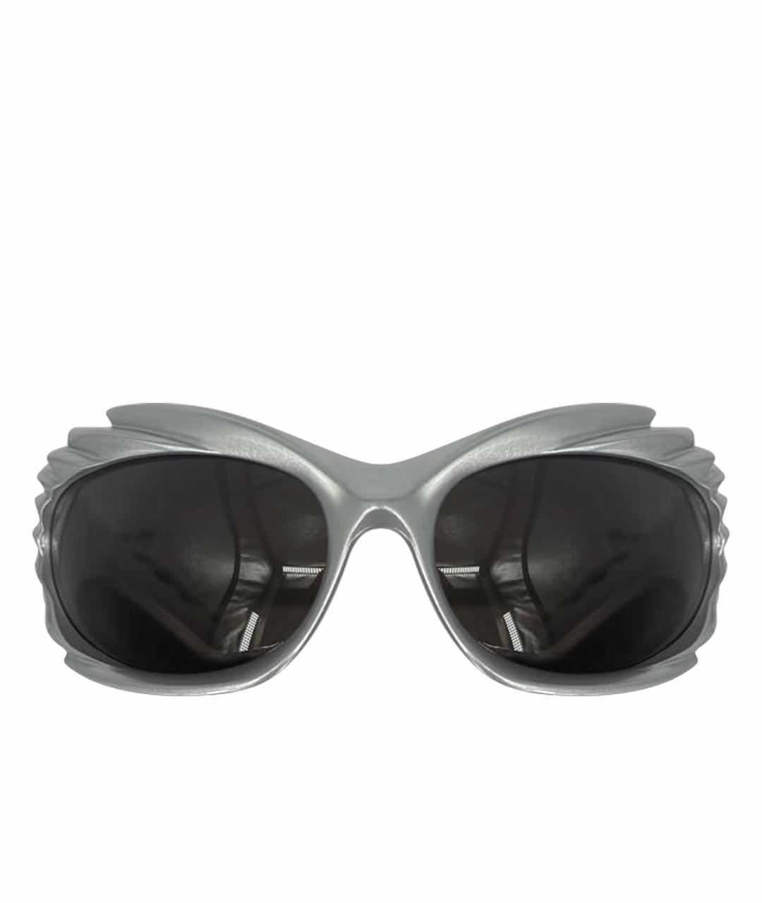 BALENCIAGA Серебряные пластиковые солнцезащитные очки, фото 1
