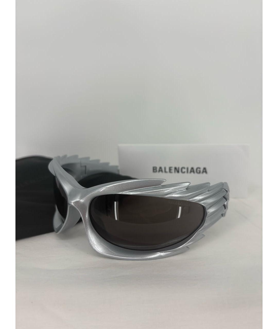 BALENCIAGA Серебряные пластиковые солнцезащитные очки, фото 2
