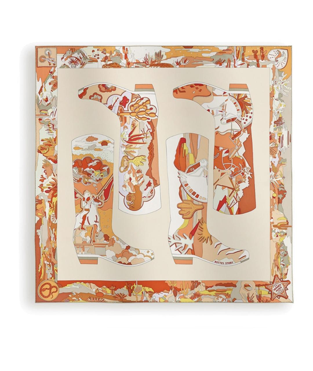 HERMES Мульти шелковый платок, фото 1