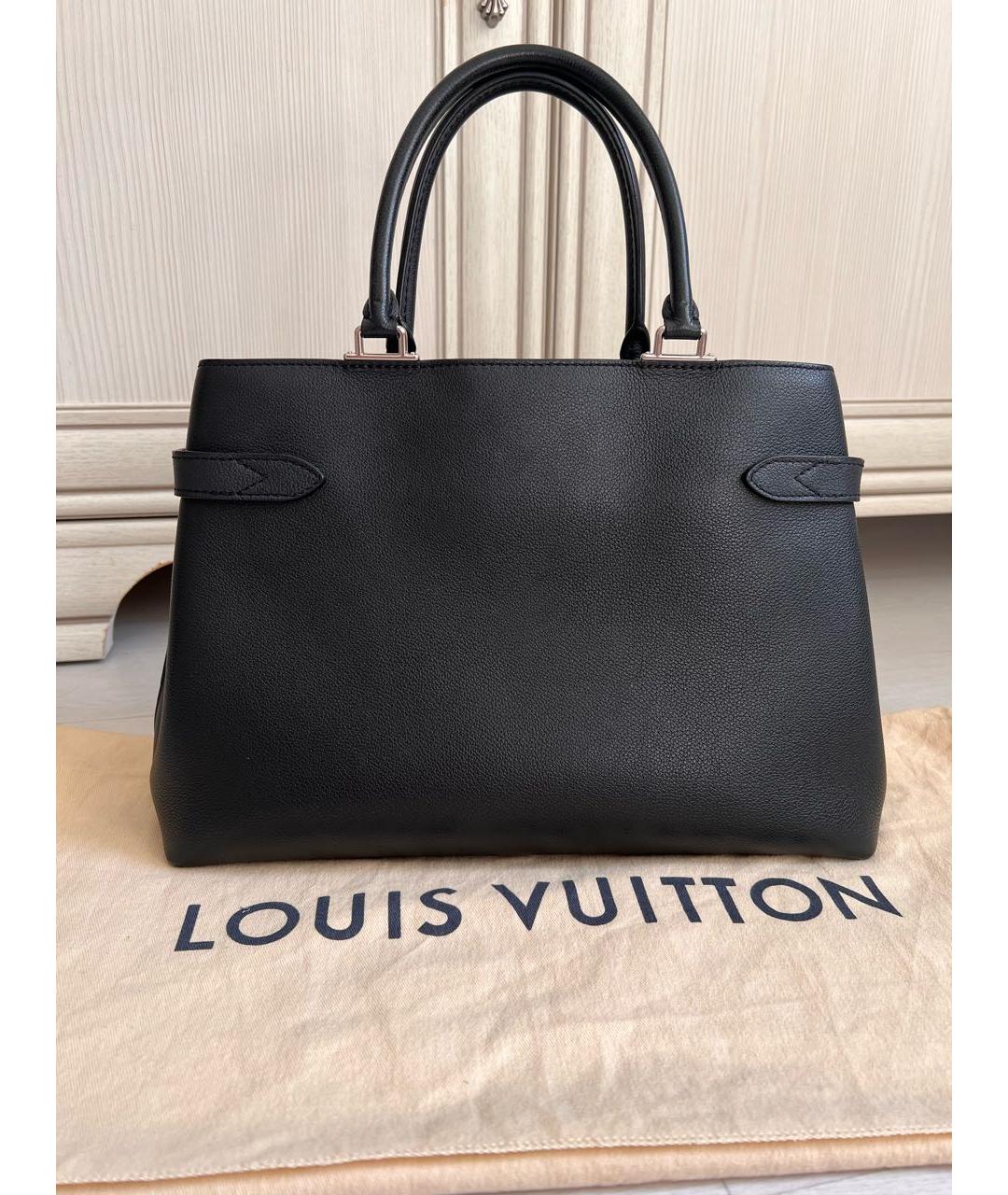 LOUIS VUITTON Черная кожаная сумка тоут, фото 3
