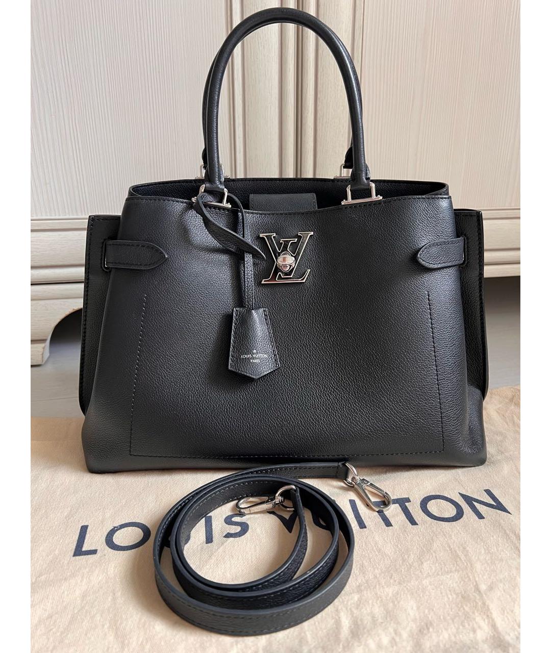 LOUIS VUITTON Черная кожаная сумка тоут, фото 8