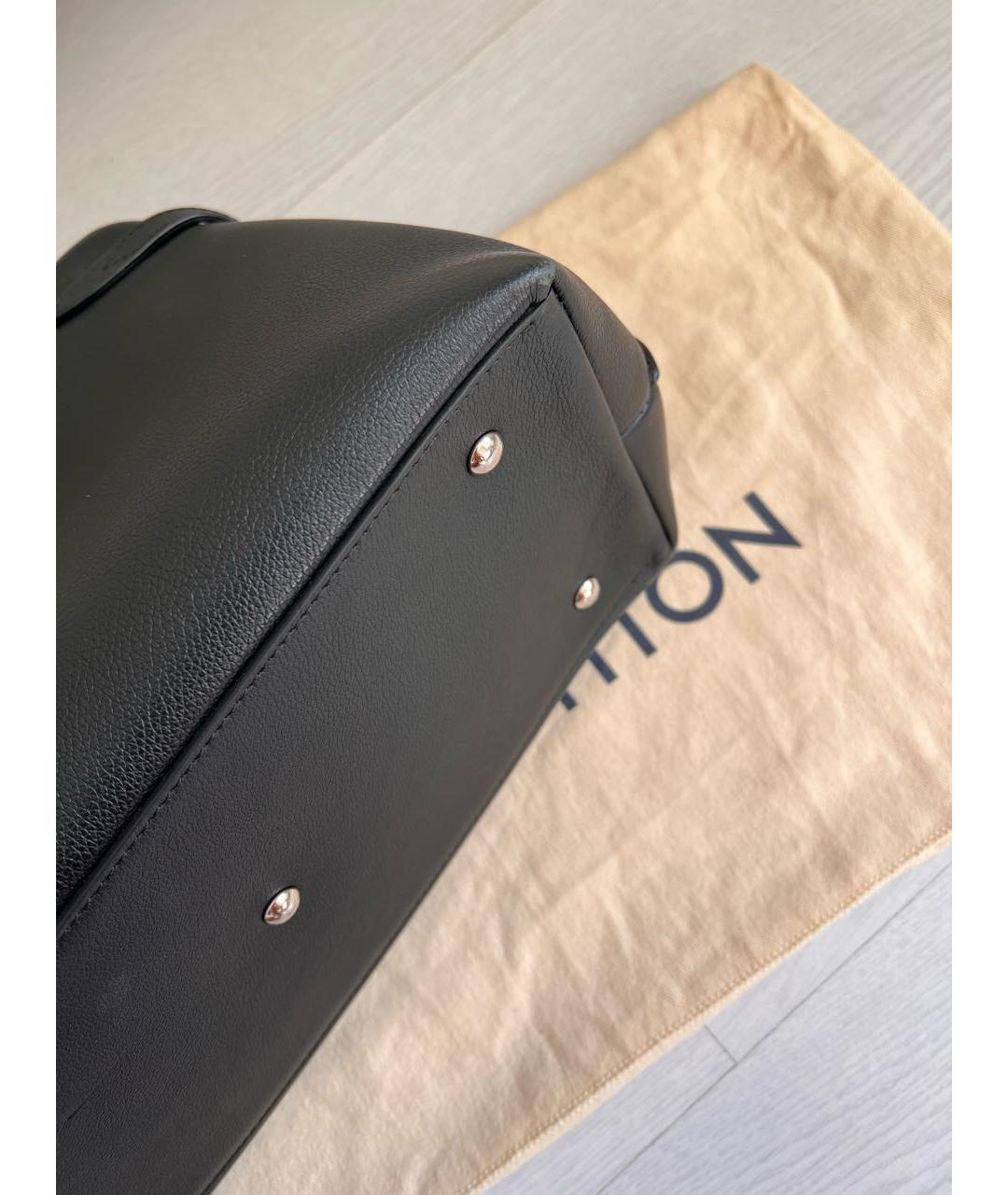 LOUIS VUITTON Черная кожаная сумка тоут, фото 7