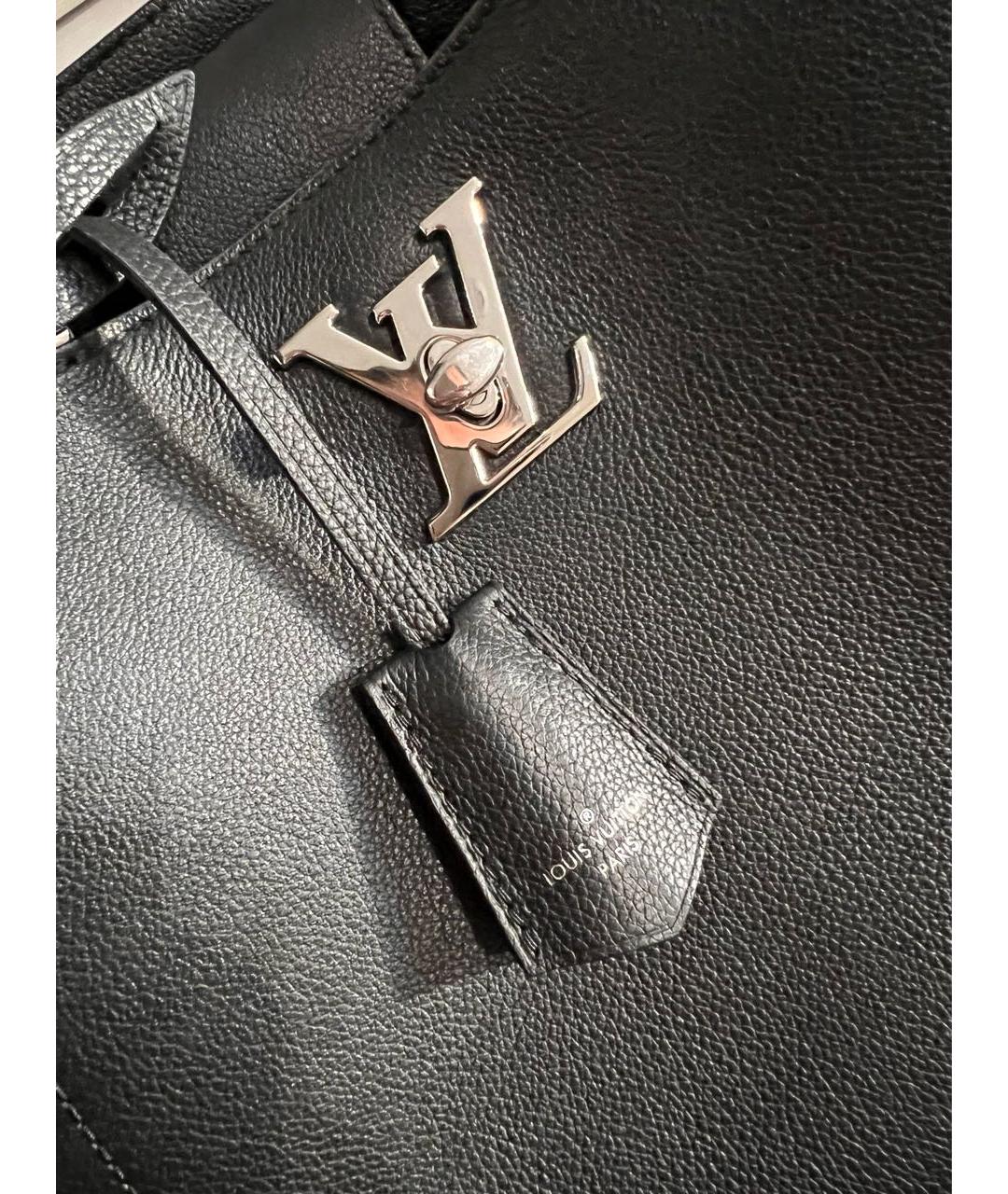 LOUIS VUITTON Черная кожаная сумка тоут, фото 5