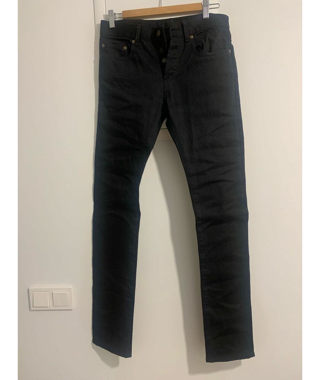 SAINT LAURENT Черные хлопковые прямые джинсы, фото 6