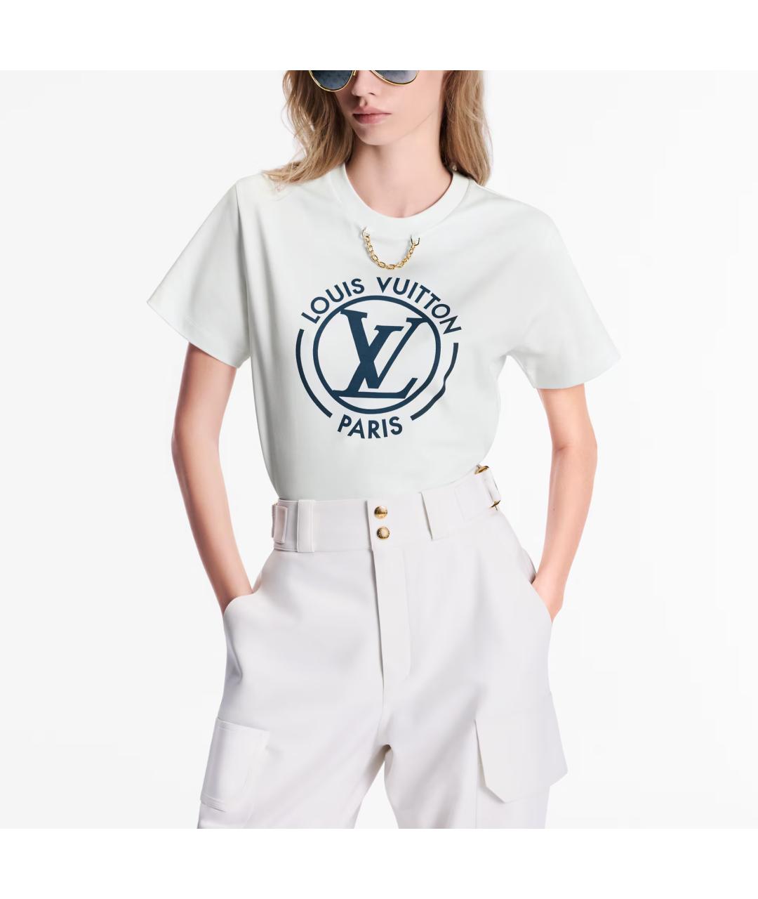 LOUIS VUITTON Белая хлопковая футболка, фото 2