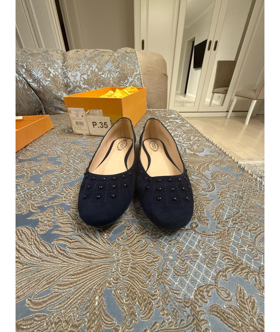 TOD'S Темно-синие замшевые балетки, фото 3