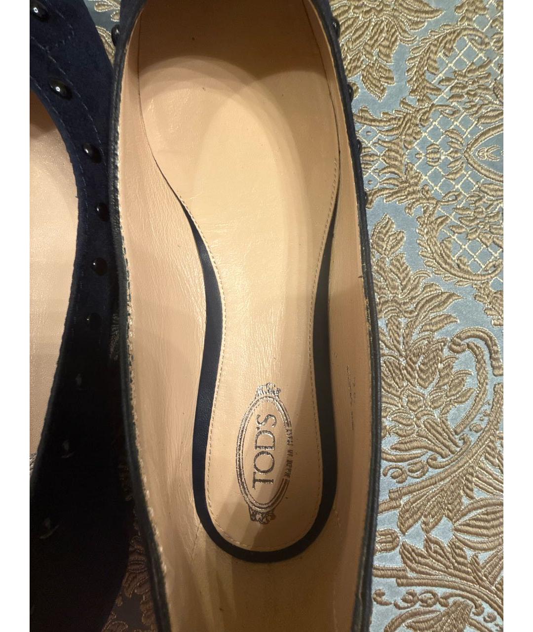 TOD'S Темно-синие замшевые балетки, фото 6