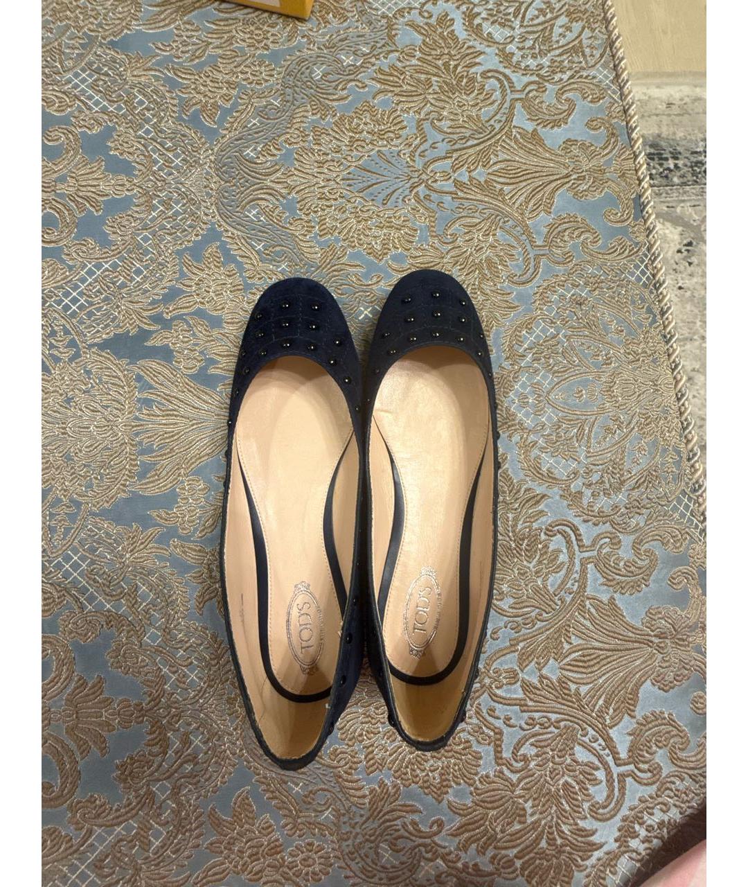 TOD'S Темно-синие замшевые балетки, фото 4