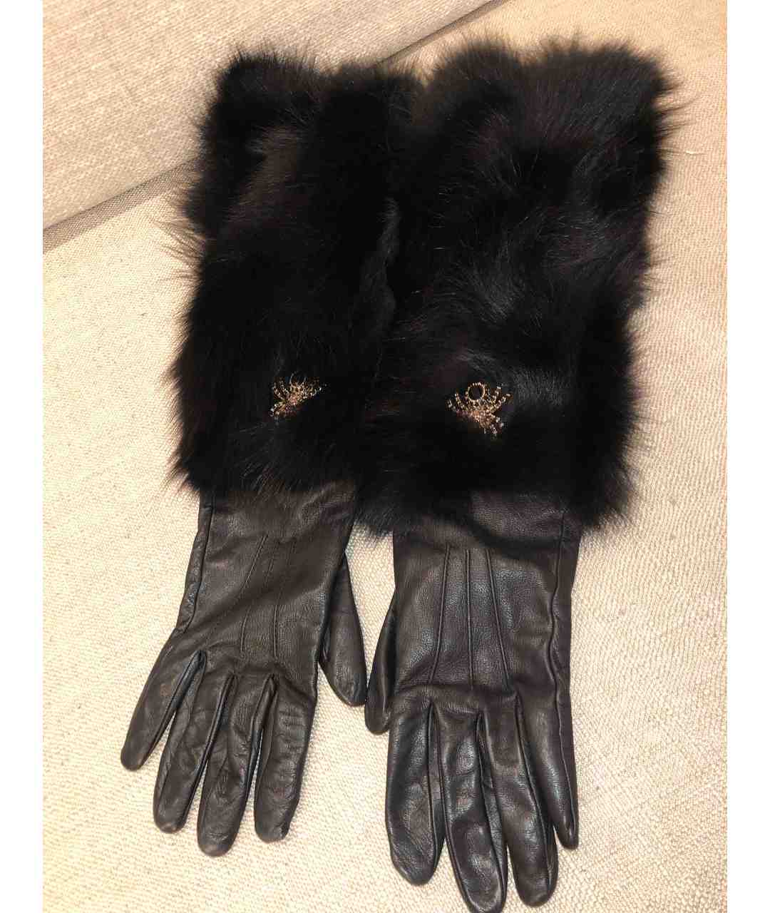 PHILIPP PLEIN Черные кожаные перчатки, фото 6