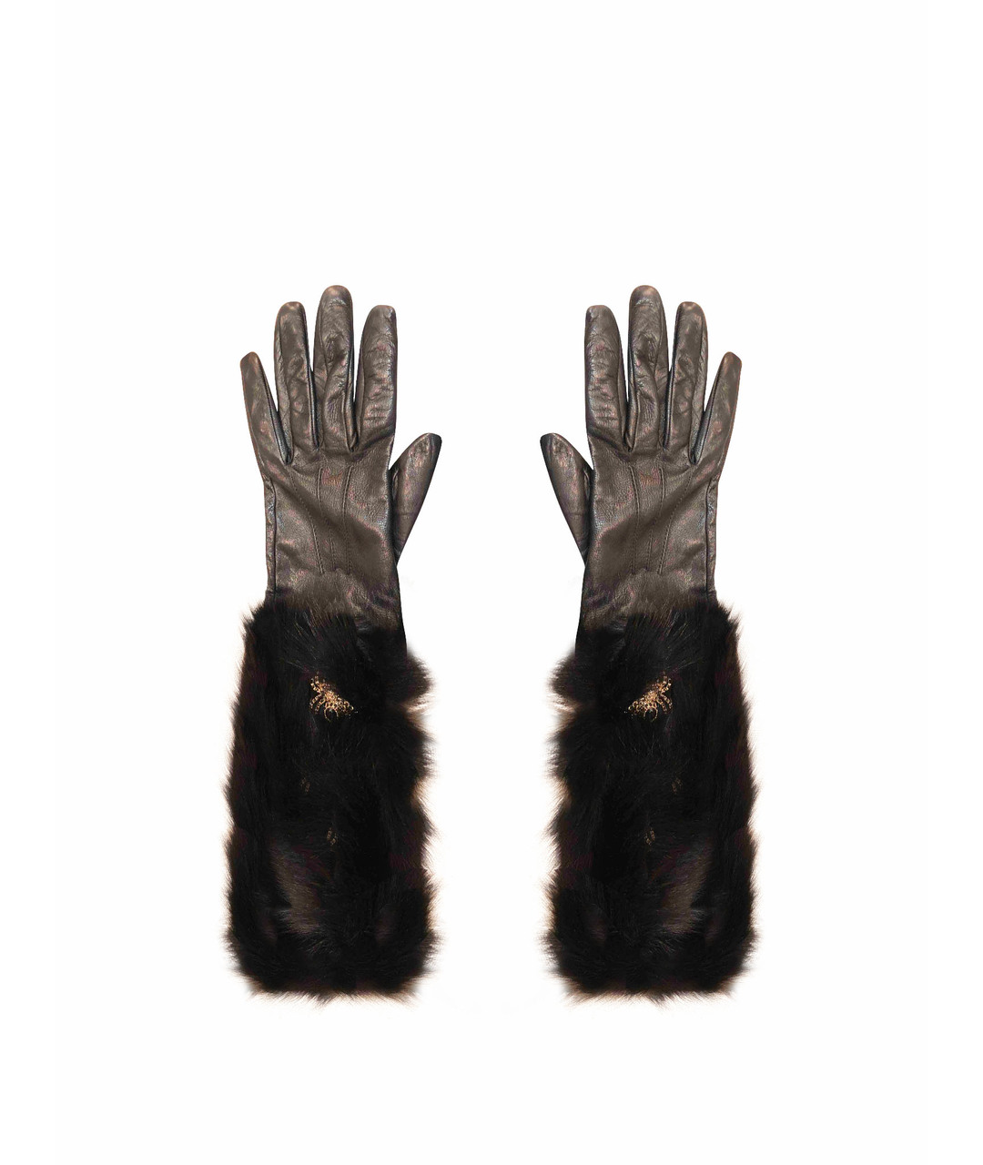 PHILIPP PLEIN Черные кожаные перчатки, фото 1