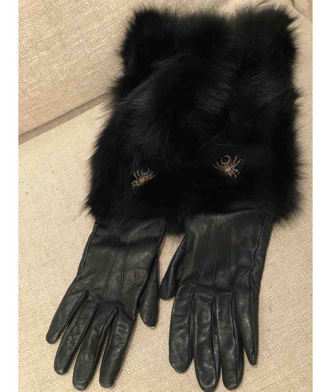 PHILIPP PLEIN Черные кожаные перчатки, фото 5