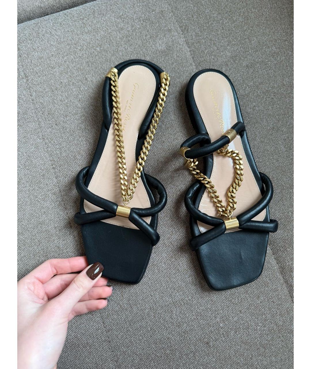 GIANVITO ROSSI Черные кожаные босоножки, фото 4