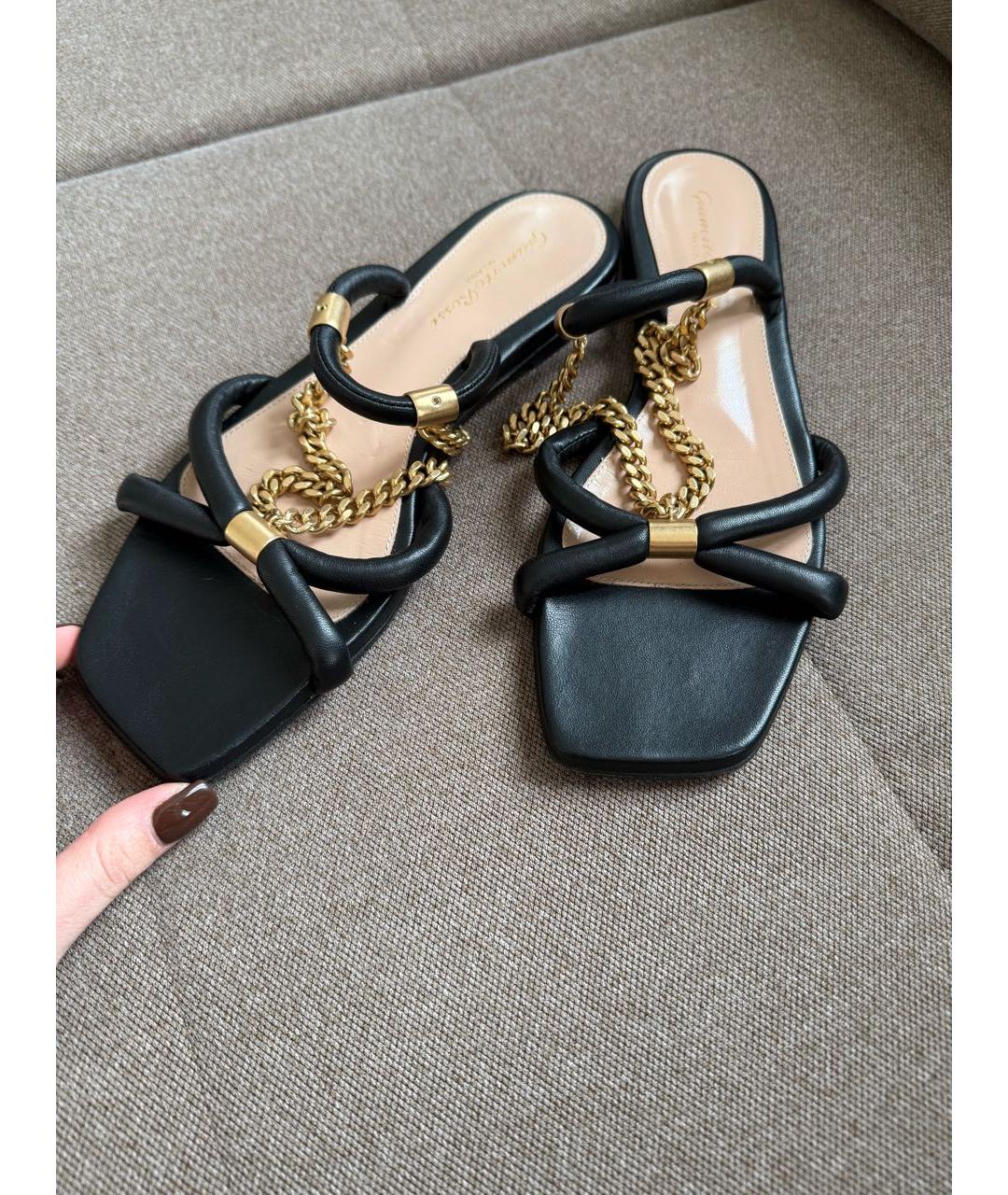 GIANVITO ROSSI Черные кожаные босоножки, фото 3
