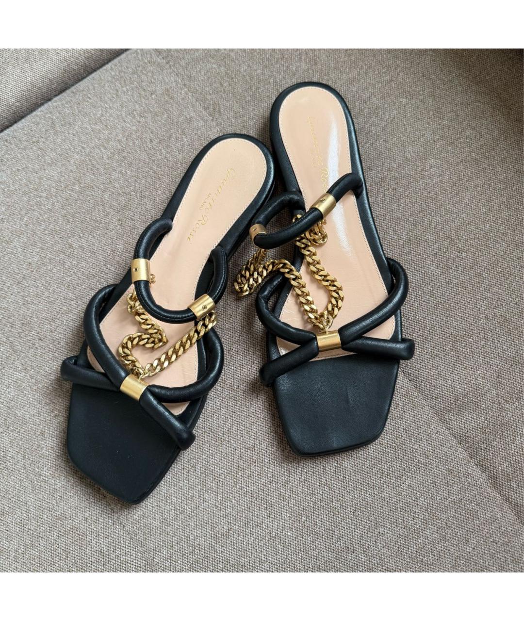 GIANVITO ROSSI Черные кожаные босоножки, фото 2