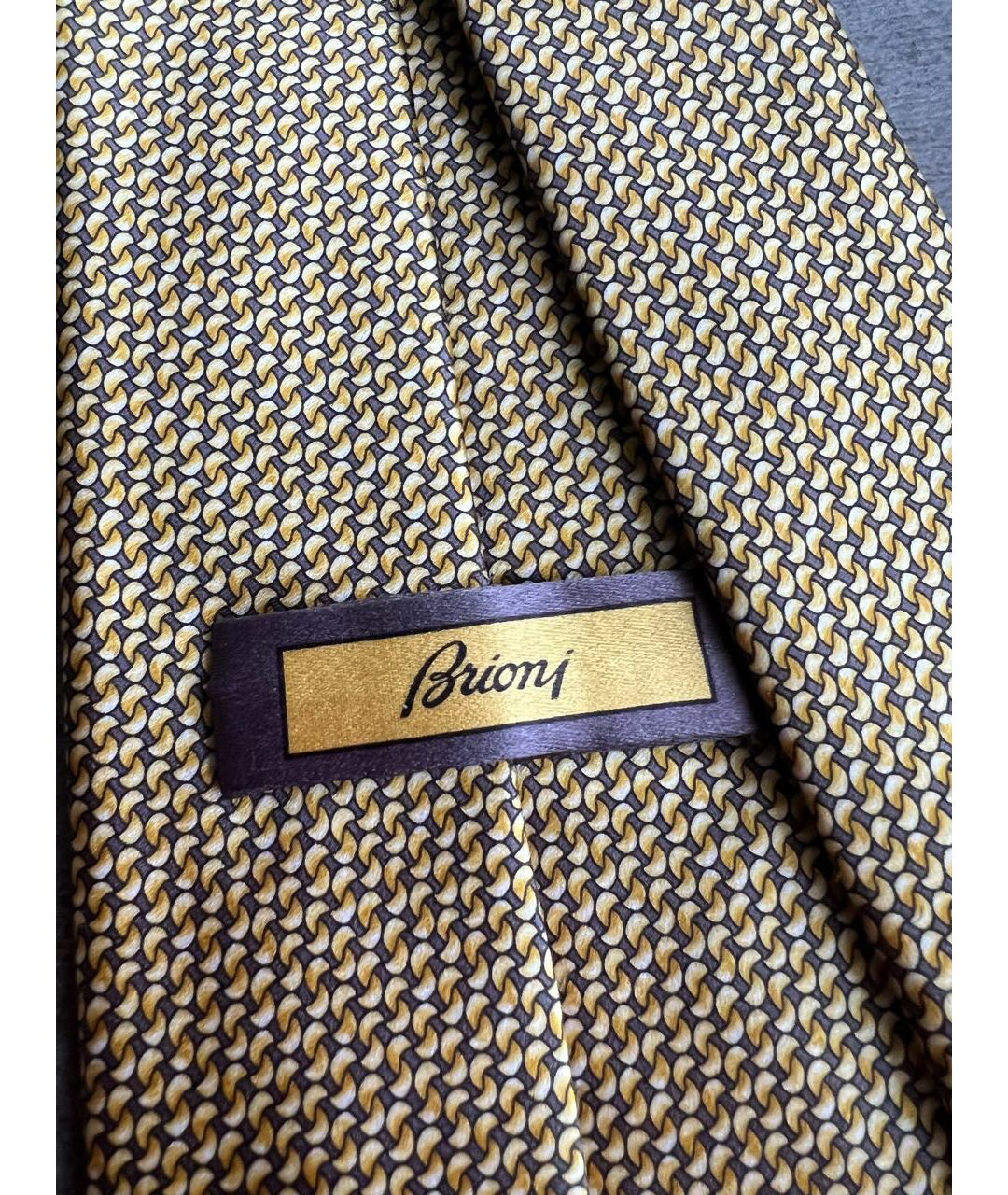 BRIONI Золотой шелковый галстук, фото 4