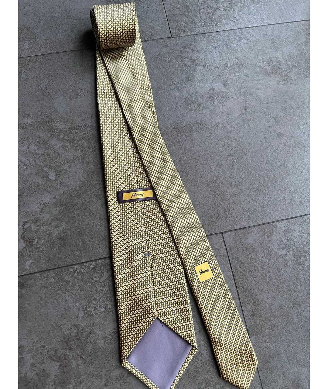 BRIONI Золотой шелковый галстук, фото 2