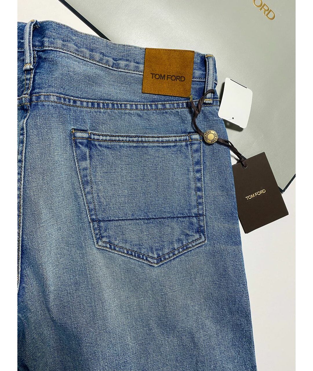 TOM FORD Голубые хлопко-эластановые прямые джинсы, фото 4