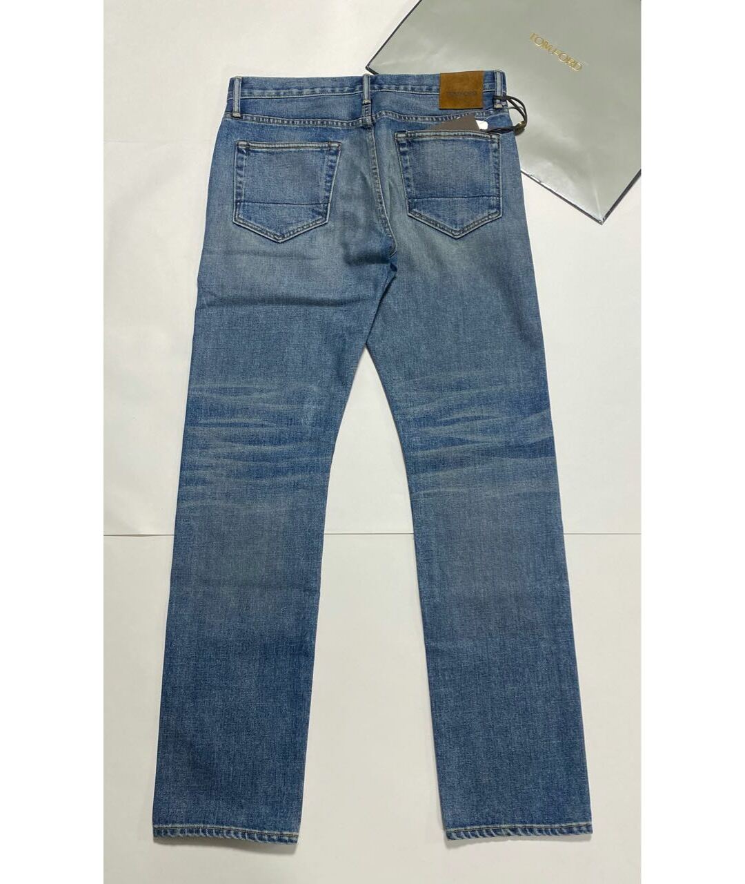TOM FORD Голубые хлопко-эластановые прямые джинсы, фото 2