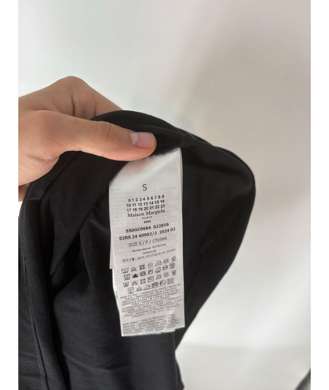 MAISON MARGIELA Черная хлопковая футболка, фото 4