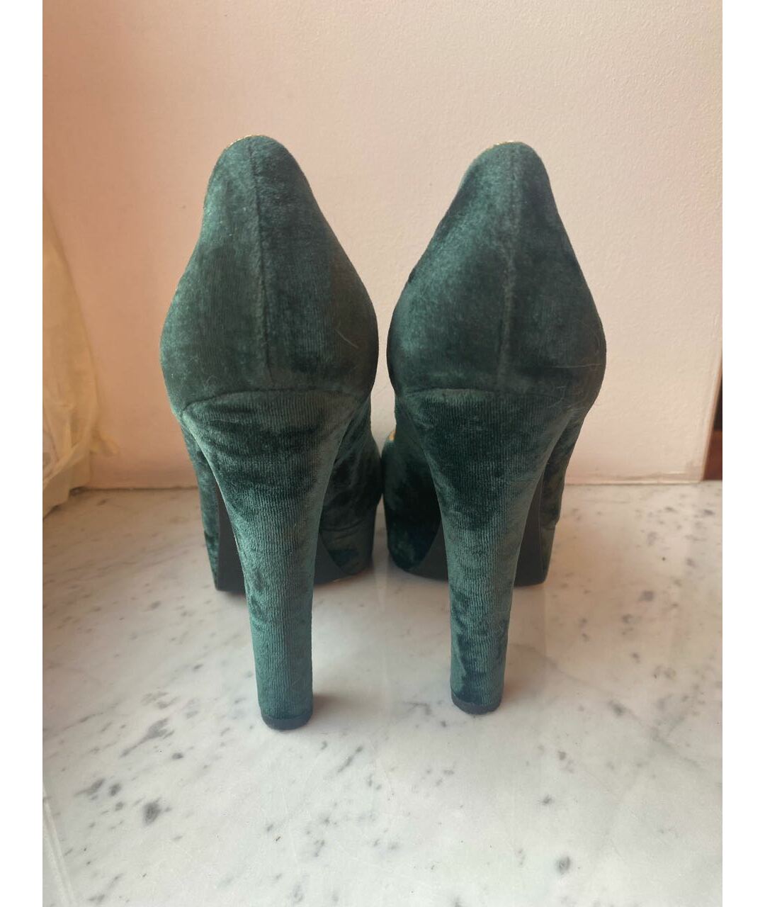 DOLCE&GABBANA Зеленые бархатные туфли, фото 4