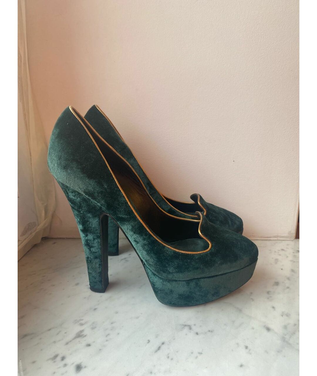 DOLCE&GABBANA Зеленые бархатные туфли, фото 5