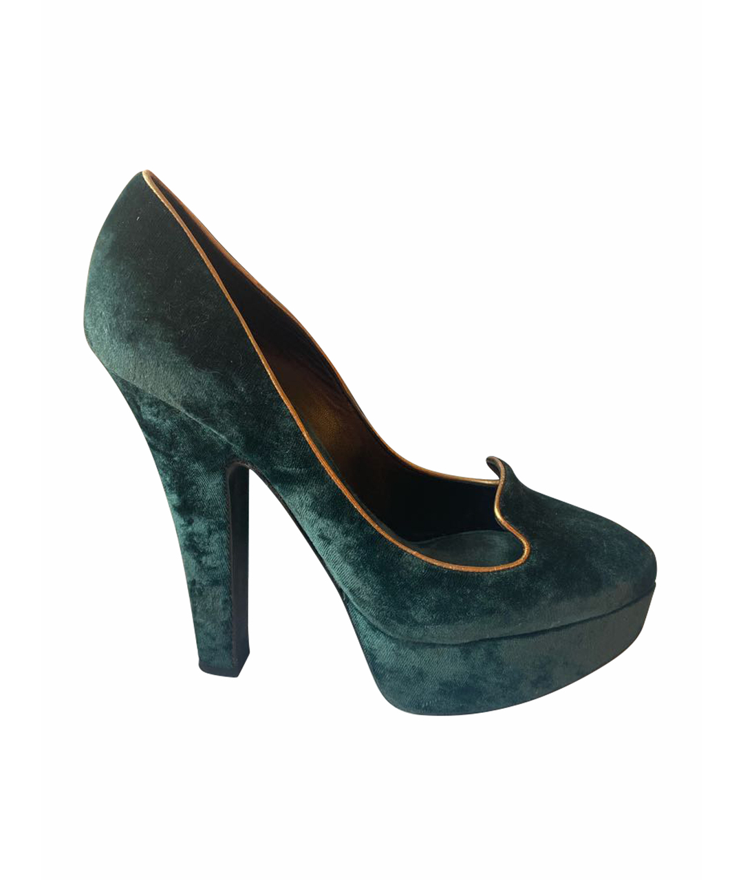 DOLCE&GABBANA Зеленые бархатные туфли, фото 1