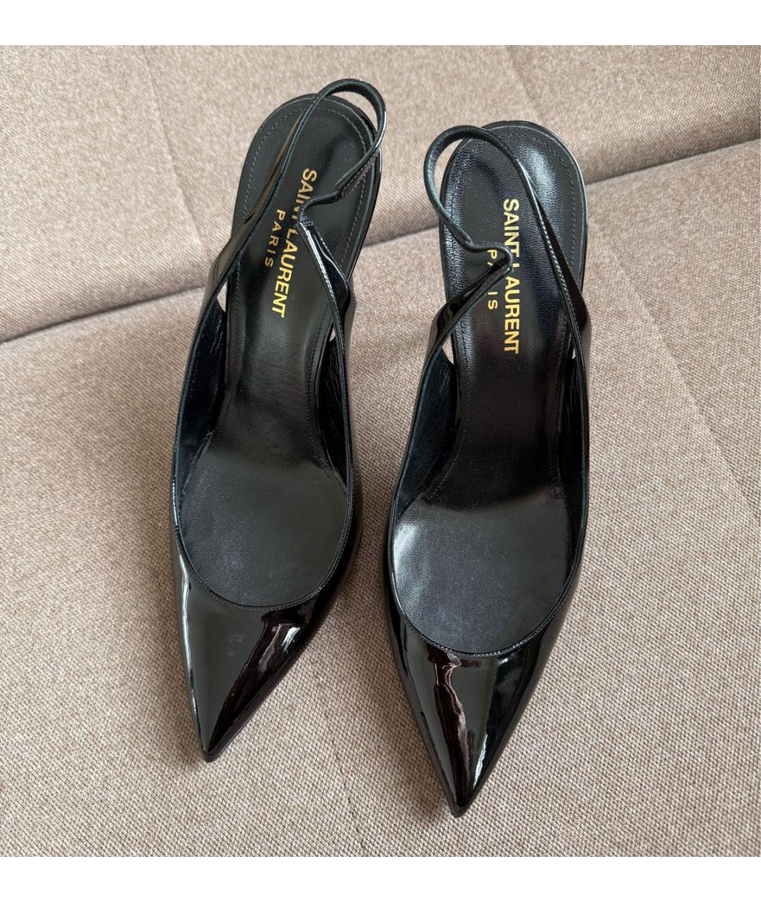 SAINT LAURENT Черные туфли из лакированной кожи, фото 2