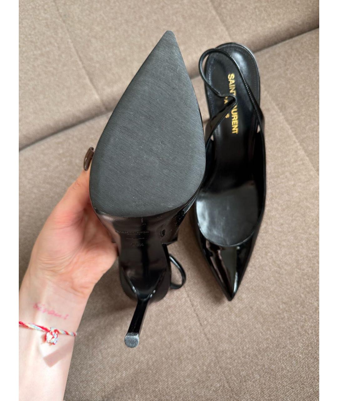 SAINT LAURENT Черные туфли из лакированной кожи, фото 4