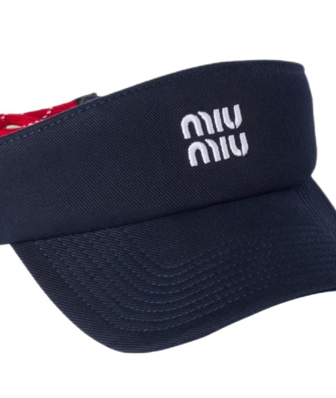 MIU MIU Темно-синяя хлопковая кепка, фото 3