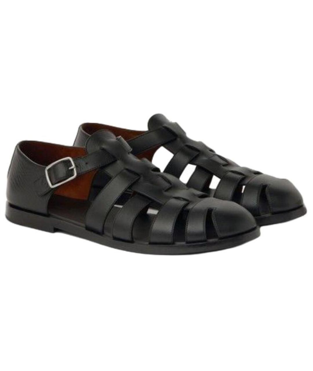 LORO PIANA Черные кожаные сандалии, фото 2