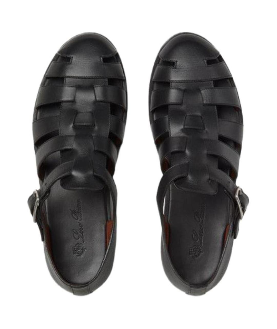 LORO PIANA Черные кожаные сандалии, фото 4