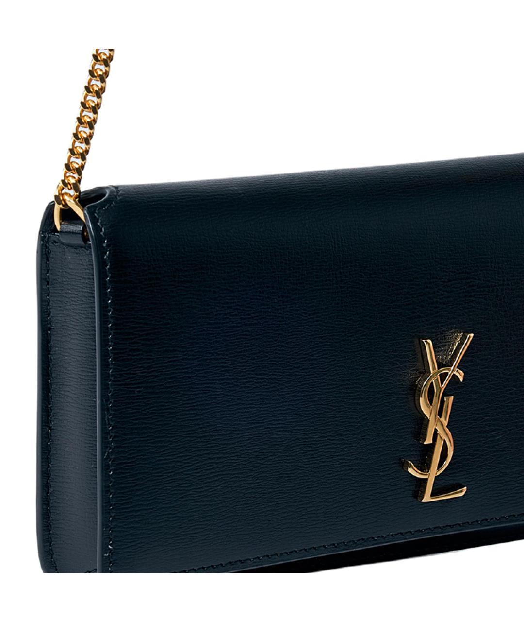 SAINT LAURENT Черная кожаная сумка через плечо, фото 3