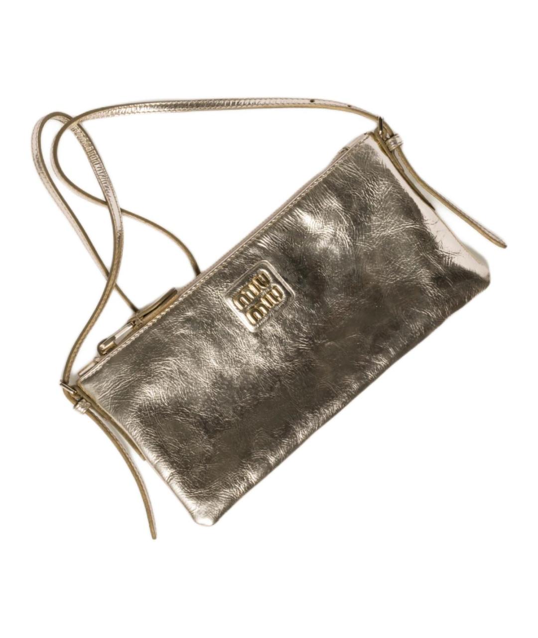 MIU MIU Серебряная кожаная сумка через плечо, фото 2