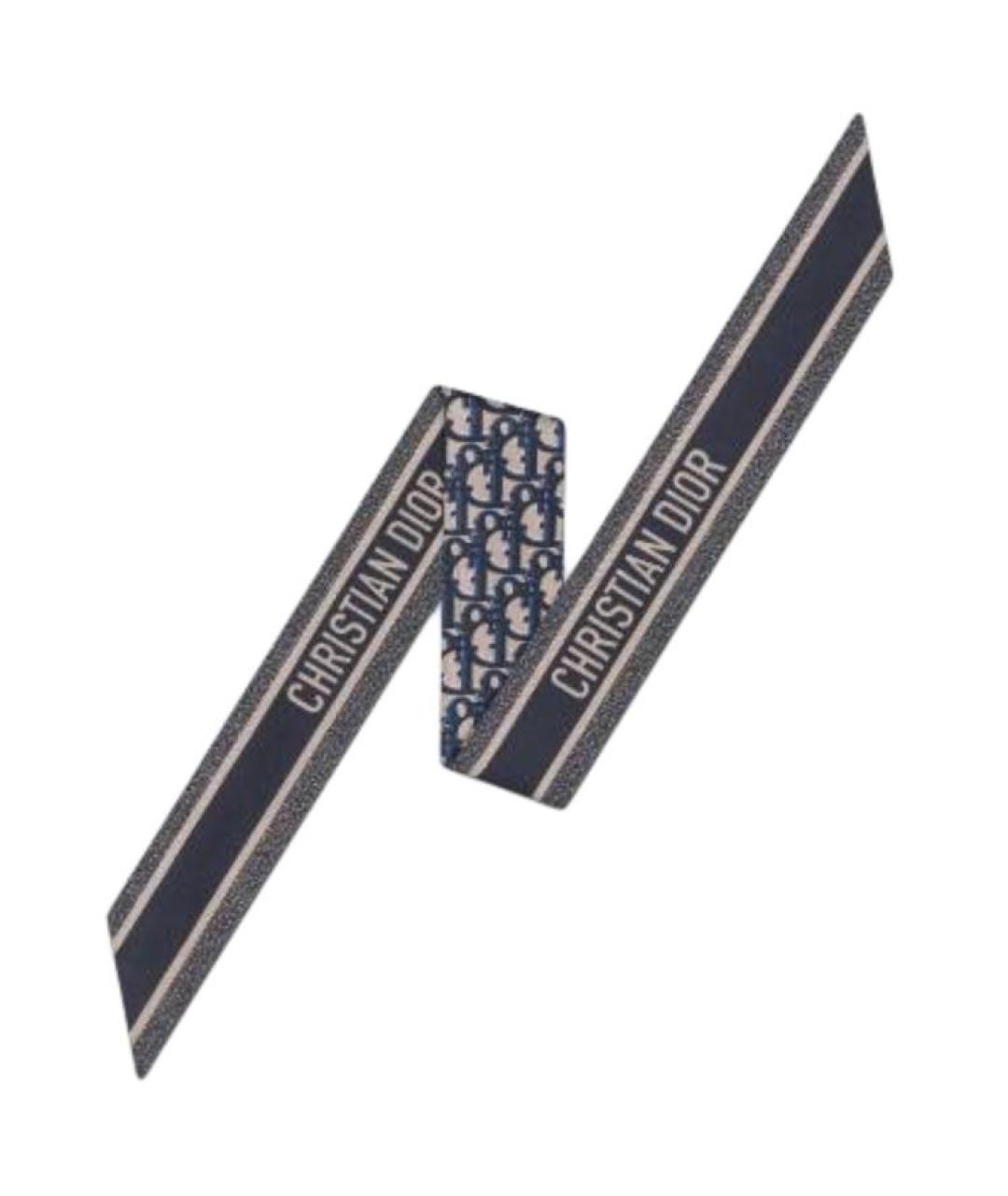 CHRISTIAN DIOR Темно-синий шелковый шарф, фото 2