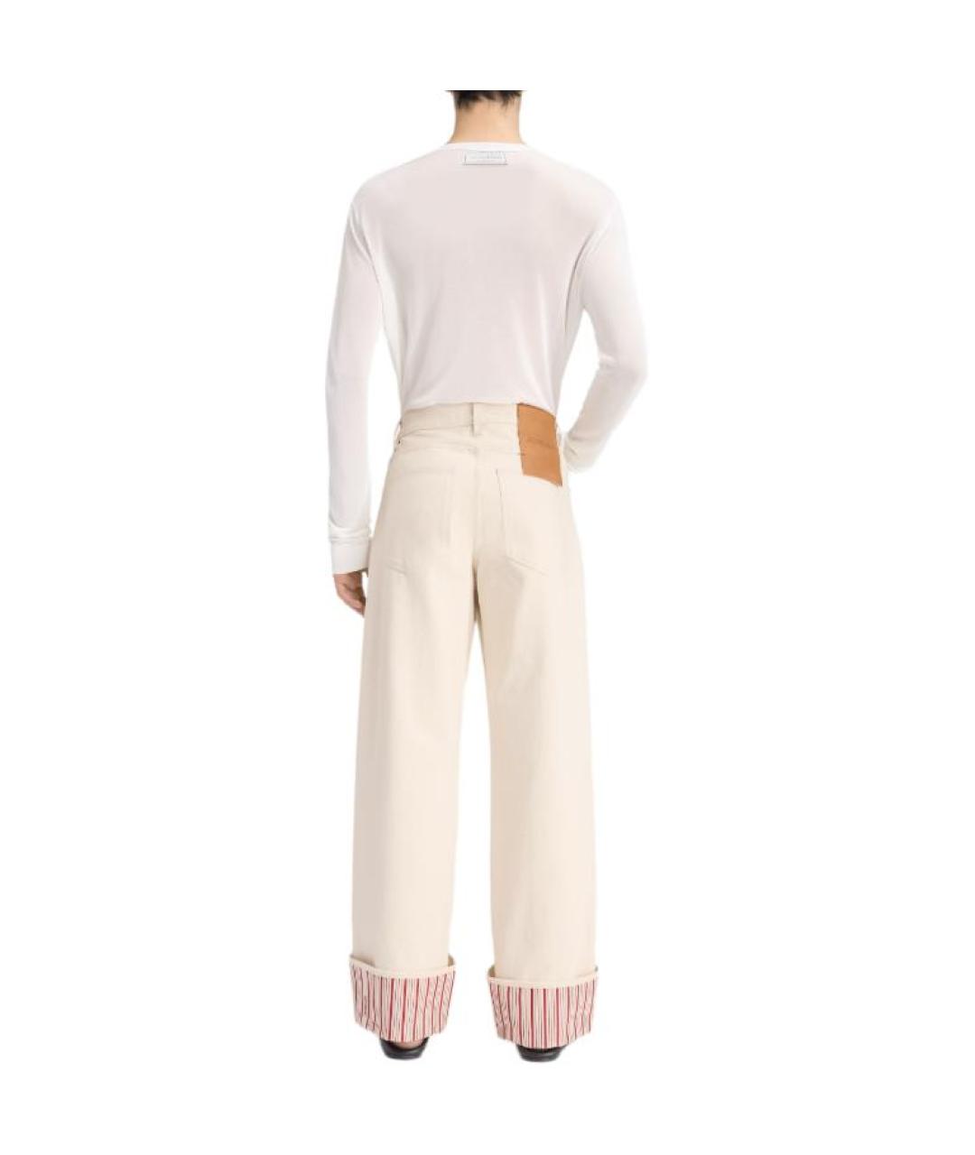 JACQUEMUS Бежевые хлопковые прямые джинсы, фото 3