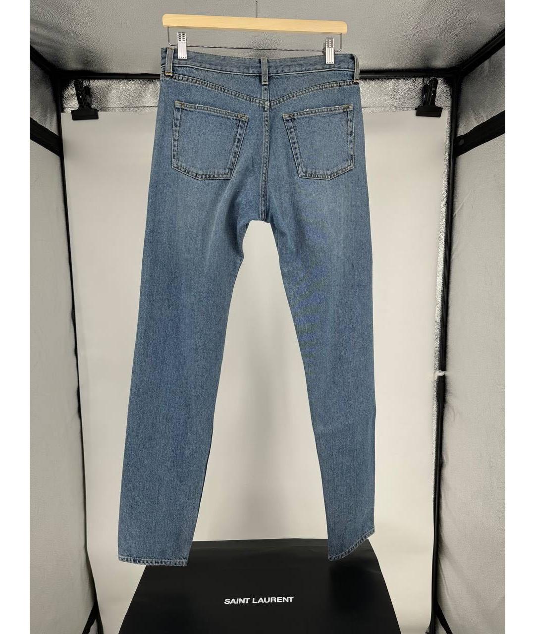 SAINT LAURENT Голубые хлопковые джинсы скинни, фото 2