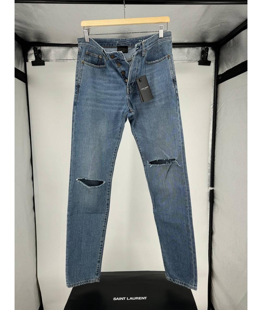 SAINT LAURENT Голубые хлопковые джинсы скинни, фото 9