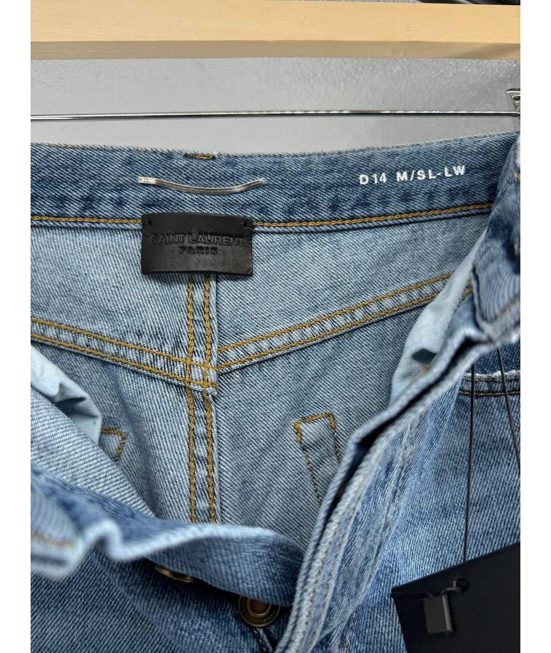 SAINT LAURENT Голубые хлопковые джинсы скинни, фото 8