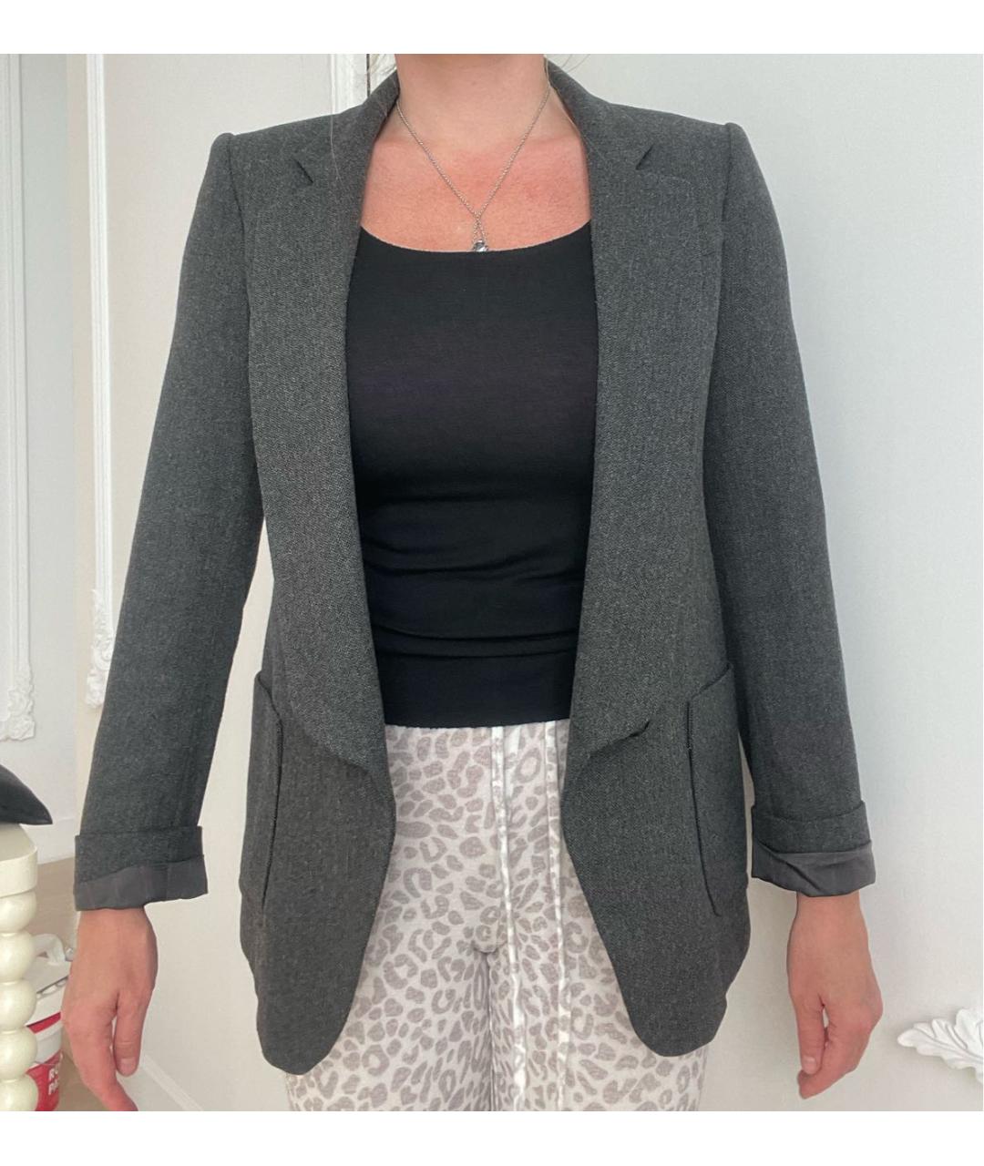 KENZO Серый шерстяной жакет/пиджак, фото 7