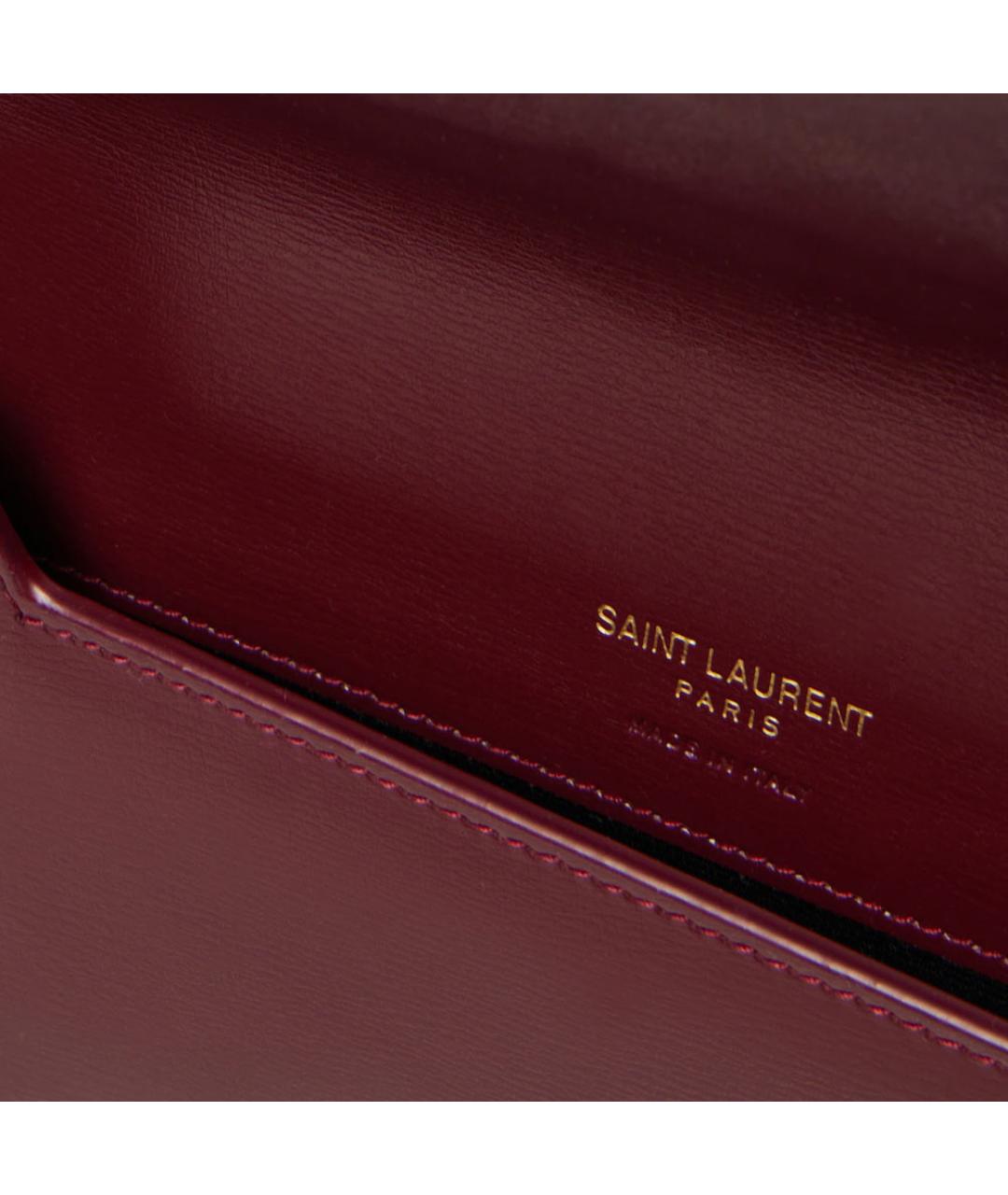 SAINT LAURENT Бордовая кожаная сумка через плечо, фото 4