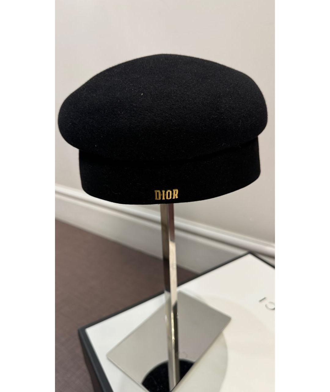 CHRISTIAN DIOR Черная шерстяная кепка, фото 2