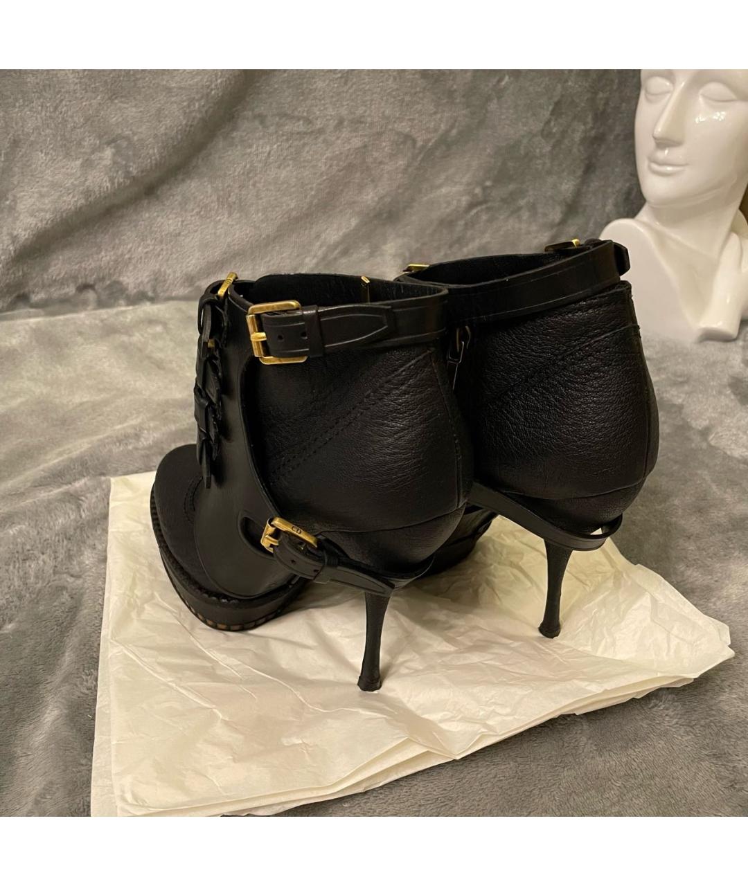 CHRISTIAN DIOR Черные кожаные ботильоны, фото 4
