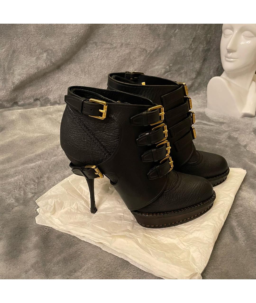 CHRISTIAN DIOR Черные кожаные ботильоны, фото 2