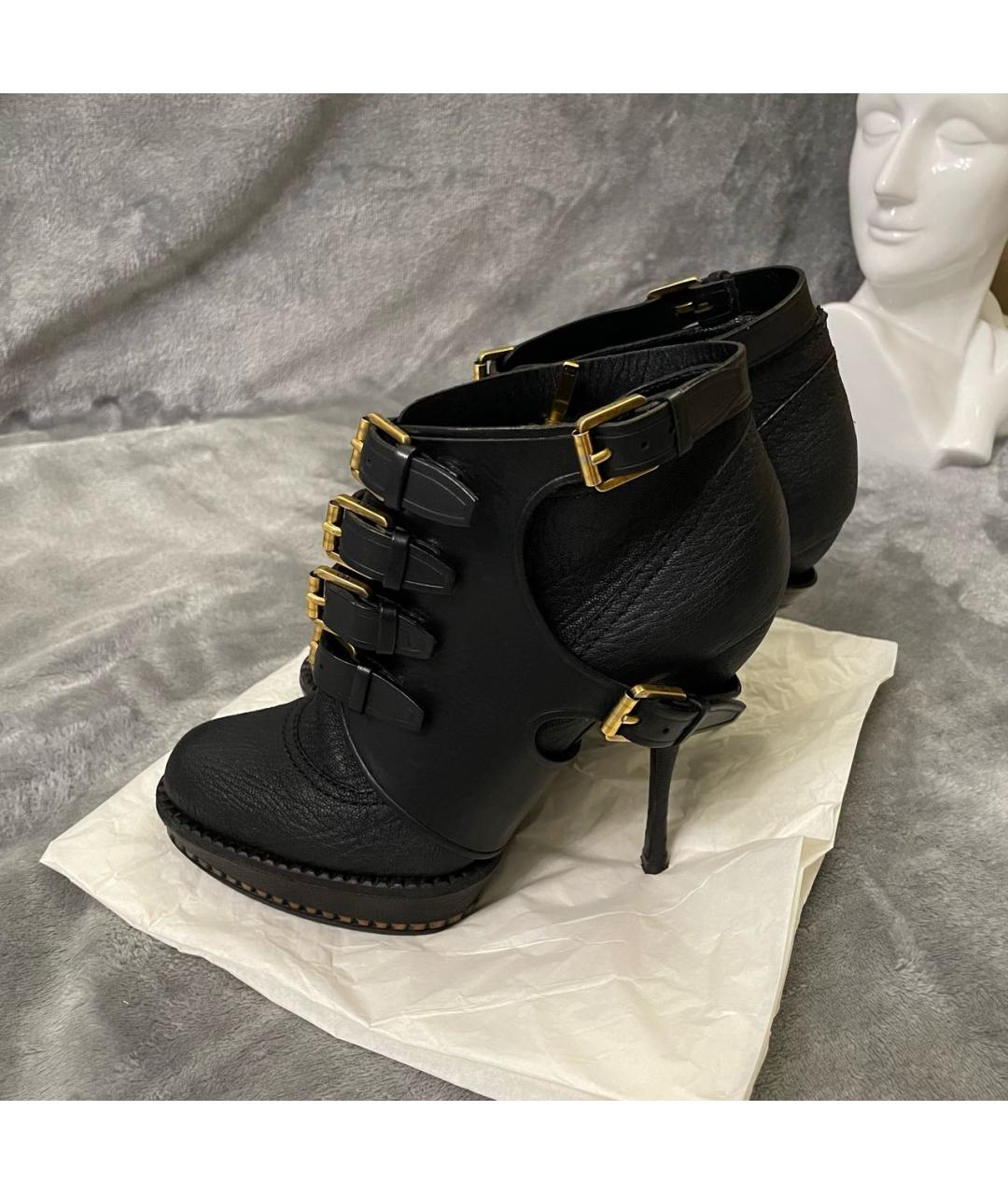 CHRISTIAN DIOR Черные кожаные ботильоны, фото 3