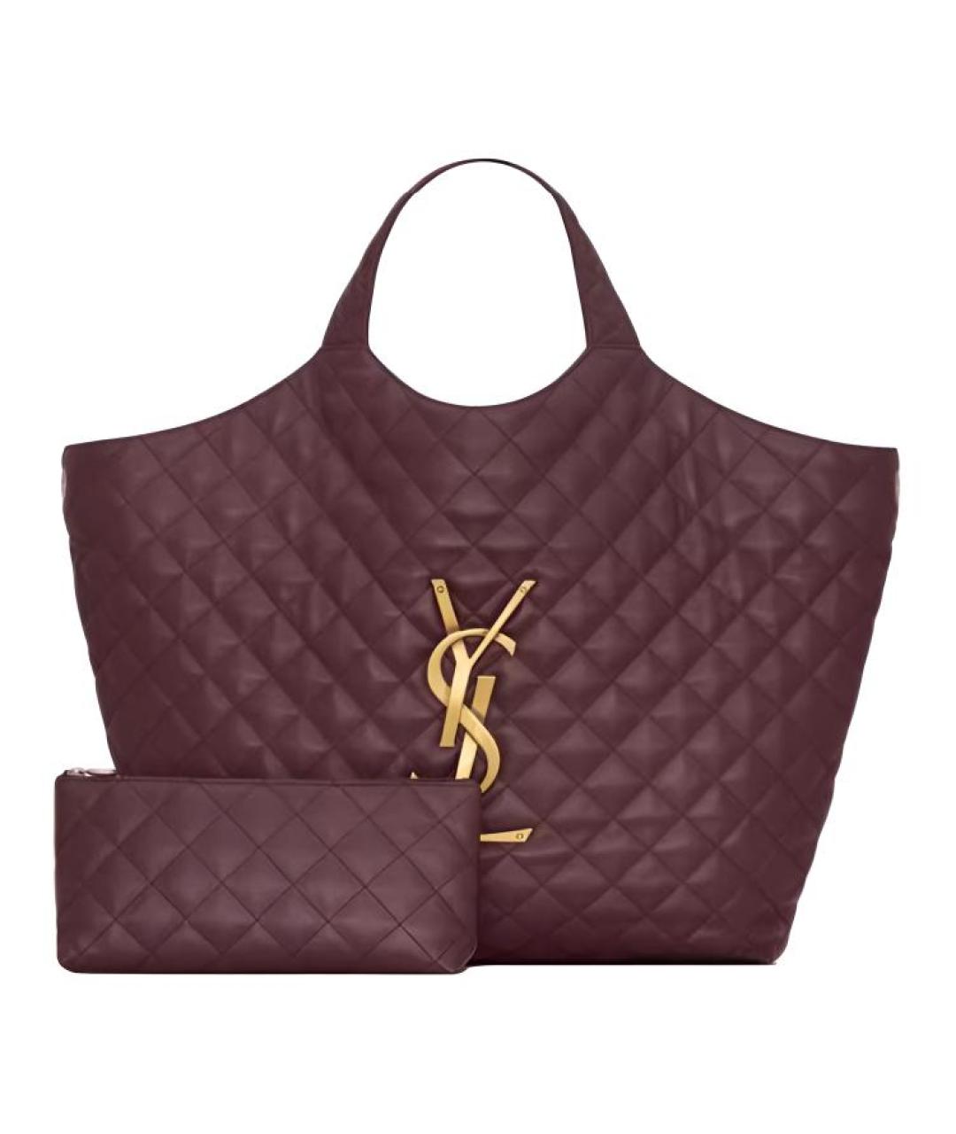 SAINT LAURENT Бордовая кожаная сумка через плечо, фото 3