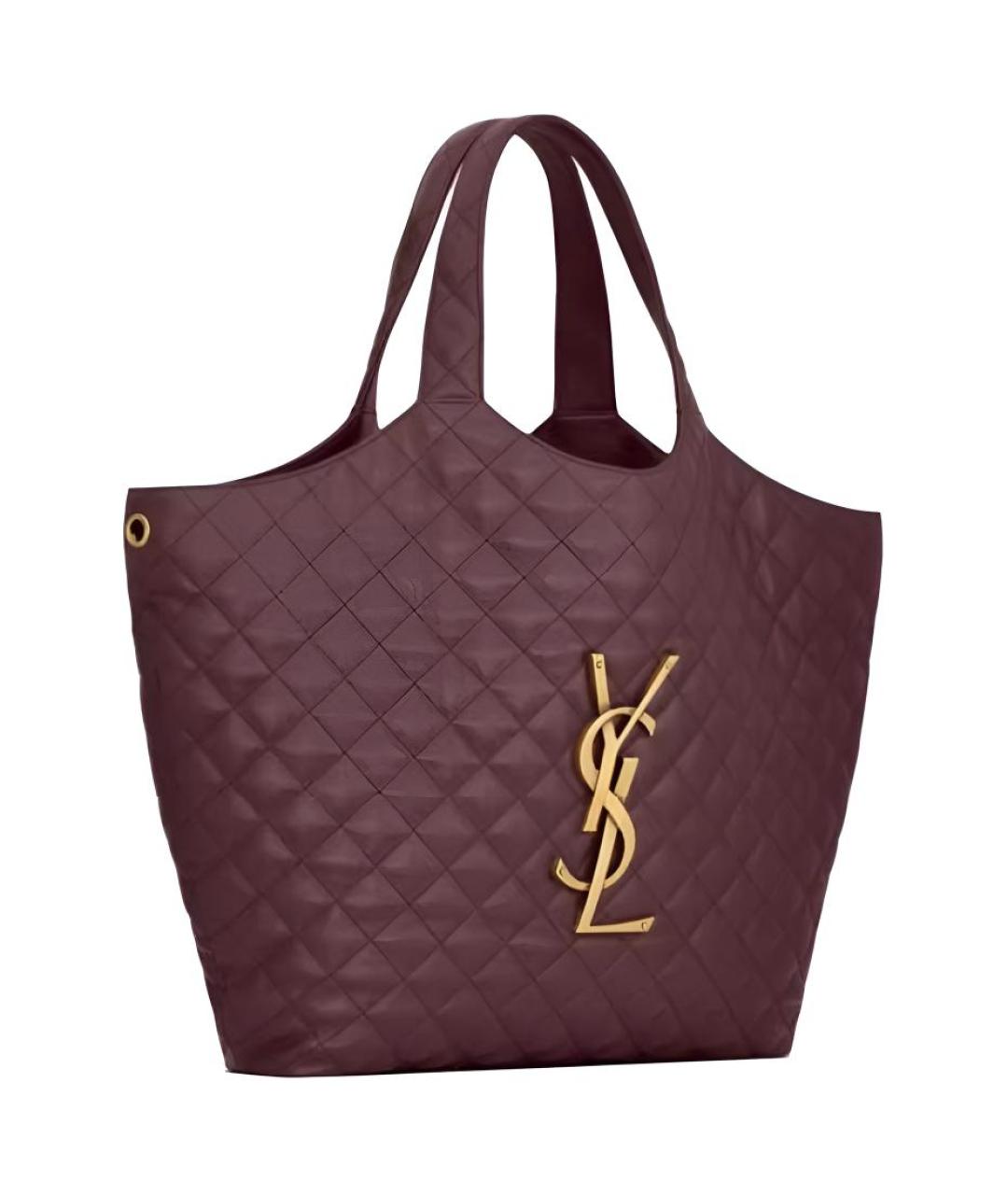 SAINT LAURENT Бордовая кожаная сумка через плечо, фото 7