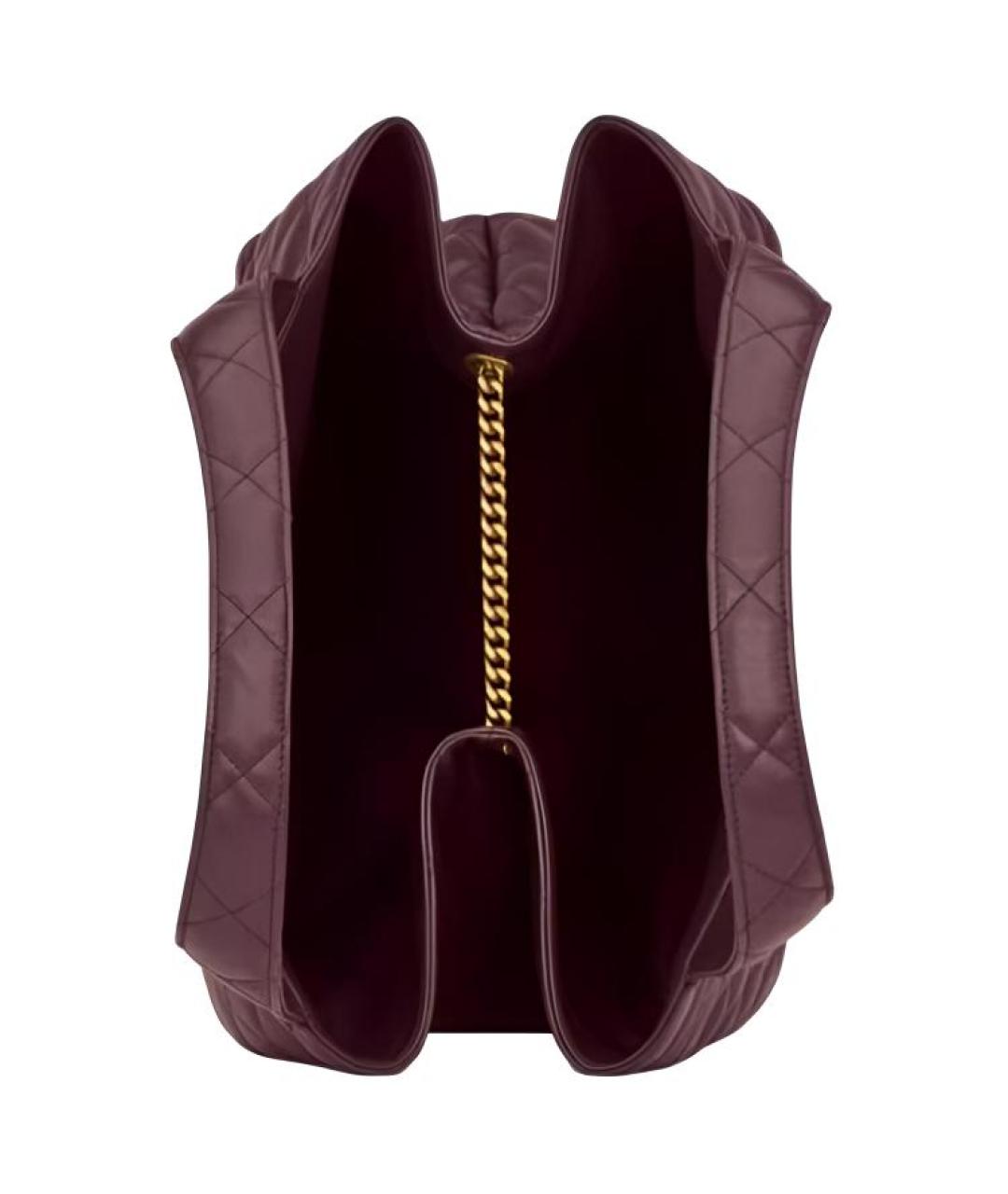 SAINT LAURENT Бордовая кожаная сумка через плечо, фото 6